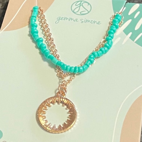 Gemma Simone Rose Gold/Aqua Beaded Lariat Necklace - Picture 4 of 4